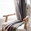 Cotton Linen Boho Rainbow Stripes Printing Curtain with Tassel Drape Blackout Valance Luxury Living Room Bedroom Curtains