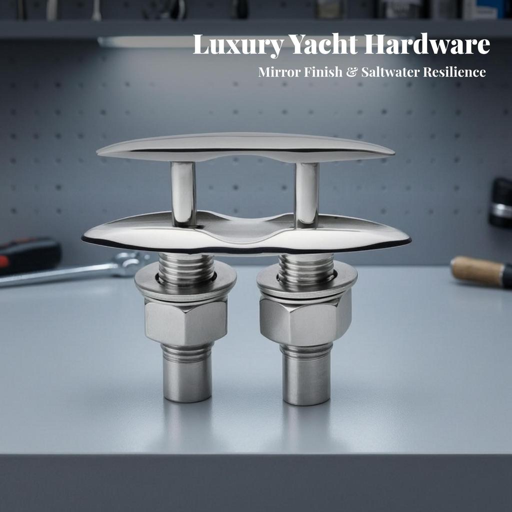 Concealed Cleat Mirror-Polished Hardware Heavy Duty for Boats, Docks