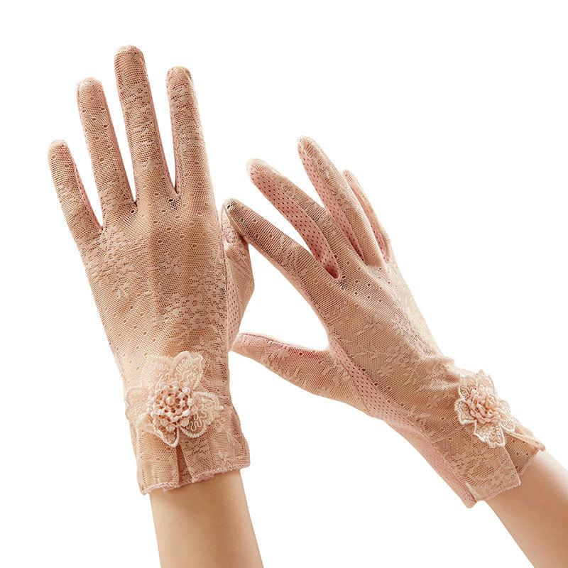 1 Pair of Lace Sunshade Gloves for Women, Summer Thin, Suitable for Driving, Cycling, Touch Screen, And Non-Slip, Short Style.
