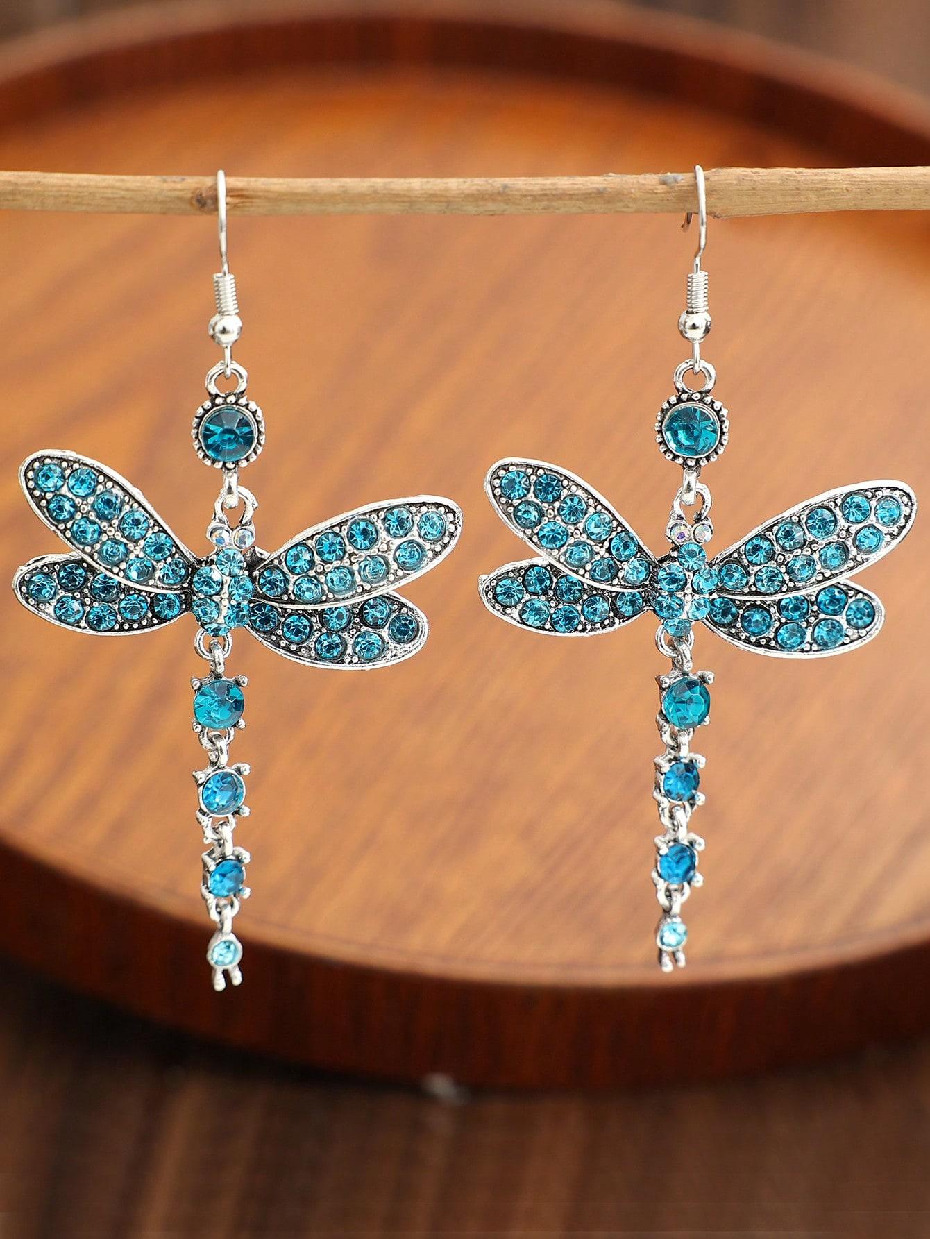 

2pcs Vintage Butterfly Long Earrings,Earrings For Women синий