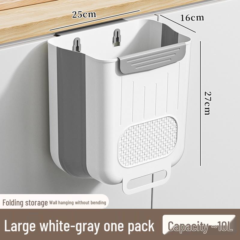 Foldable Wall-Mounted Kitchen Trash Can - Waste Sorting & Storage Bin