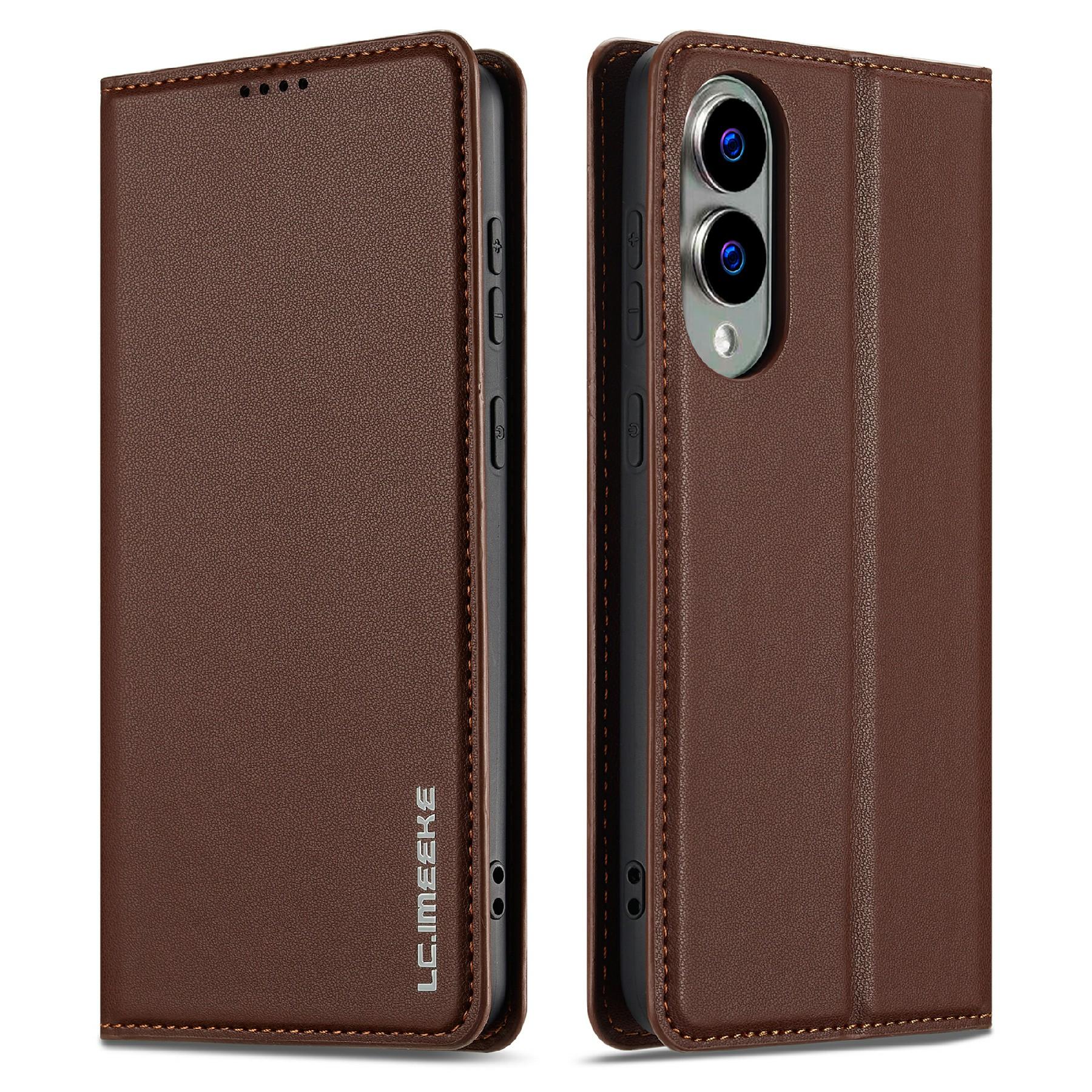 

LC.IMEEKE L1 Series for Samsung Galaxy S25 Edge Case PU Leather Wallet Stand Protective Phone Cover Brown