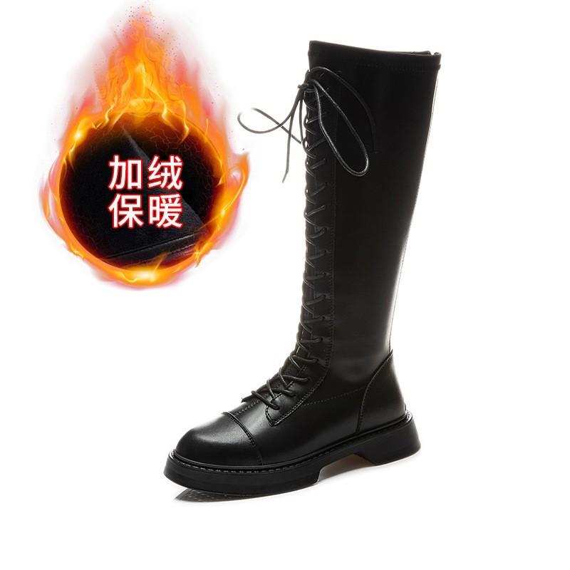 Customized leather knight boots women's 2025 autumn and winter new thick heel fashion round head boots casual versatile boots