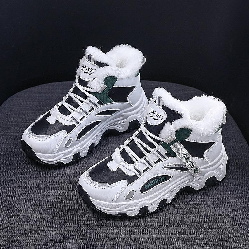 

Women s Winter Sneakers With Fur Warm Platform Sneakers Woman Shoes Thick Sole Plush Casual Shoes for Women High Top Sneakers 35 чёрный