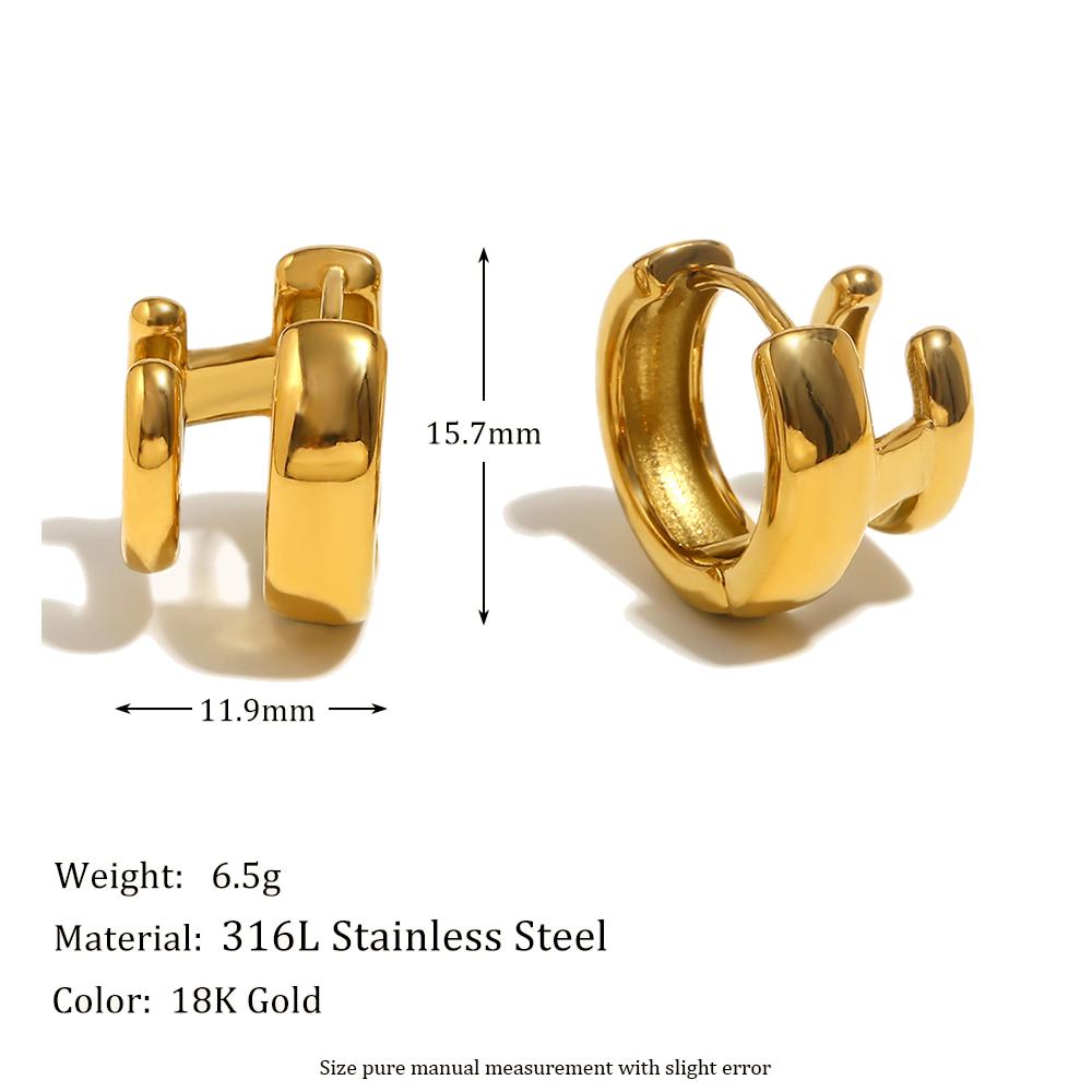 MamacitaSlay Exclusive Gold Plated Double Color Two Layer Stainless Steel Woman Earring Waterproof Luxury High Quality Jewelry золотой