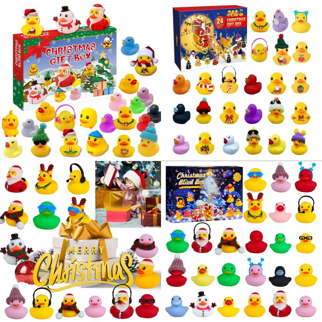 Lustiger 24 Tage Weihnachts-Countdown-Kalender Blind Box Vinyl Enten Spielzeug Set für Weihnachtsfeiern und Sammler