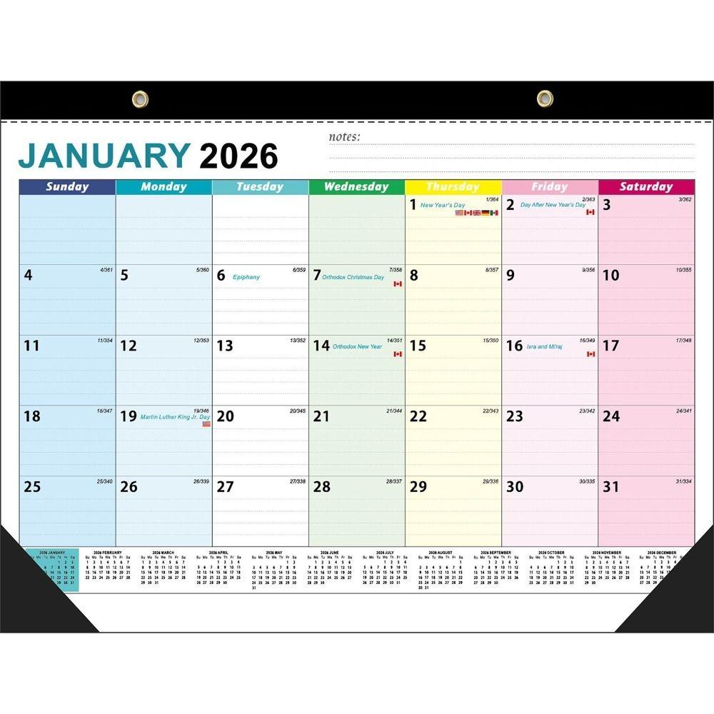 

Large Format 2026 Wall Calendar Daily Planning Transparent Time Agenda Planner Waterproof Cover Hangable Calendar School Office