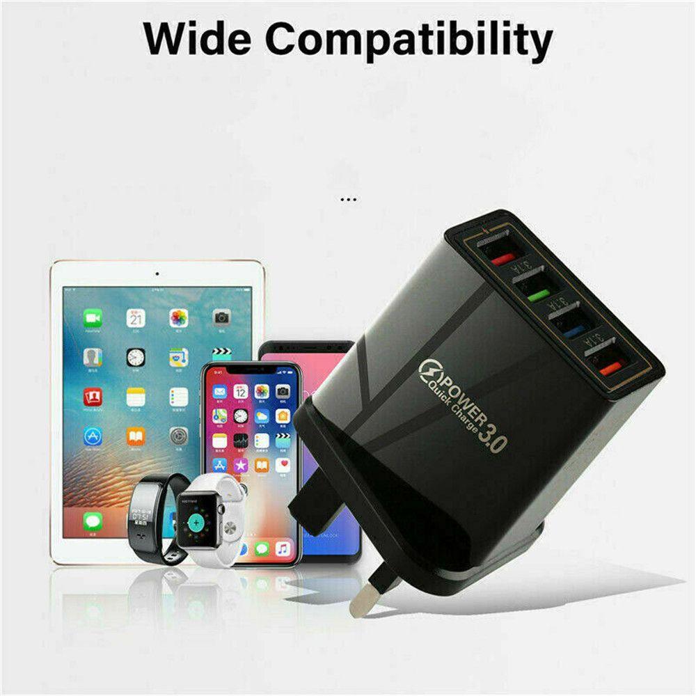 Portable 4 Ports USB Transformer Power Supply Wall Charger Adapter Fast Quick Charger
