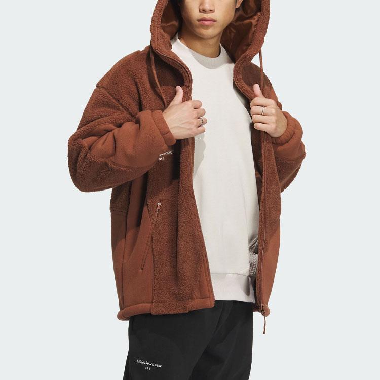 adidas Lounge Jackets Men's Brown Hooded Thickened Other IP4975