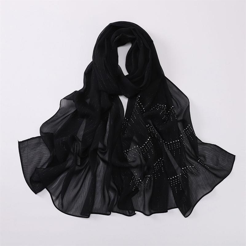 Shiny Plain Wrinkle Rhinestone Shimmer Shawls Scarf for Women Muslim Hijab Spring Ramadan Long Soft Wrap Headband Abaya Bufandas