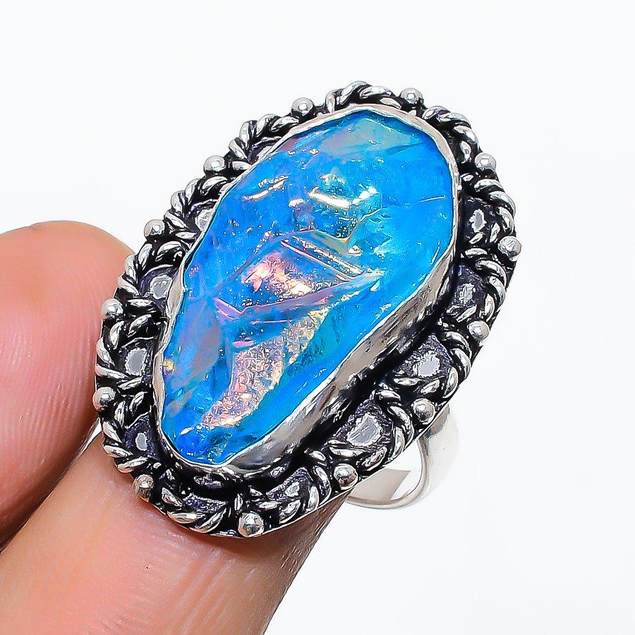 

Crystal Titanium Gemstone 925 Sterling Silver Jewelry Ring Size 9.5 SU-10548