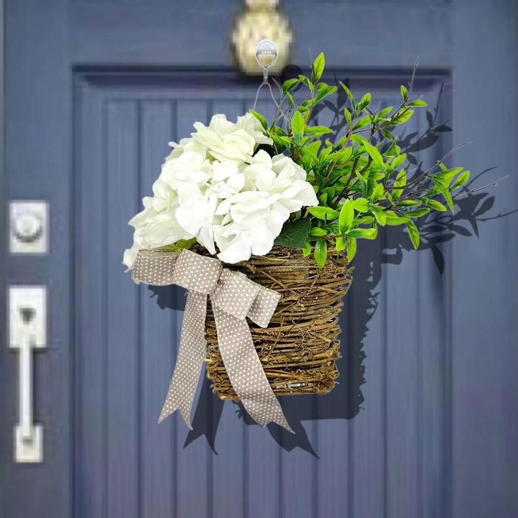 Wunderschöner Frühlings-Künstliche Hortensien-Korbkranz Atemberaubende Türhänge-Dekoration