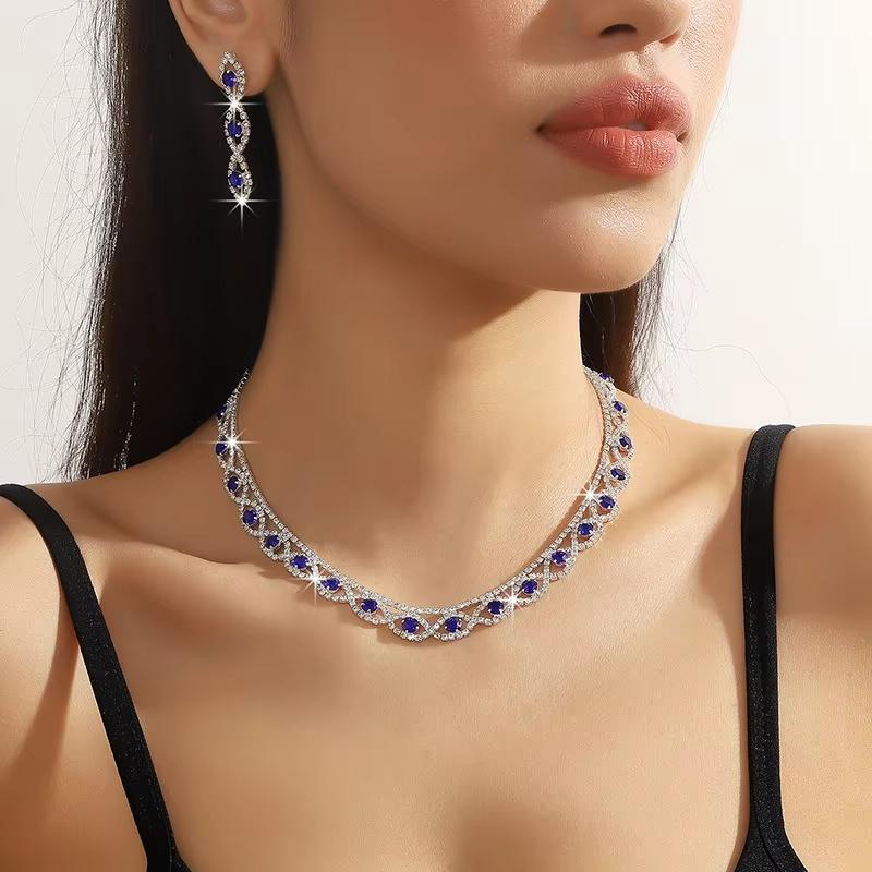 Simple Fashion Colorful Rhinestone Bride Cute Wedding Bridal Set Party Women