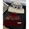 All Wool Fair Island Jacquard Hat for Women A Retro Woolen Knitted Cold Hat with A Winter Atmosphere