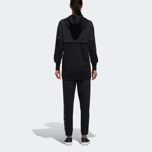 adidas Ribbon Zip-Up Mid-Length Loose Fit Sports Hoodie Jacket Women's Black