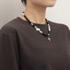 Punk Vintage Cross Star Crystal Beaded Collar Pendant Necklace for Women Personality Baroque Pearl Chain Hip Hop Rock Jewelry