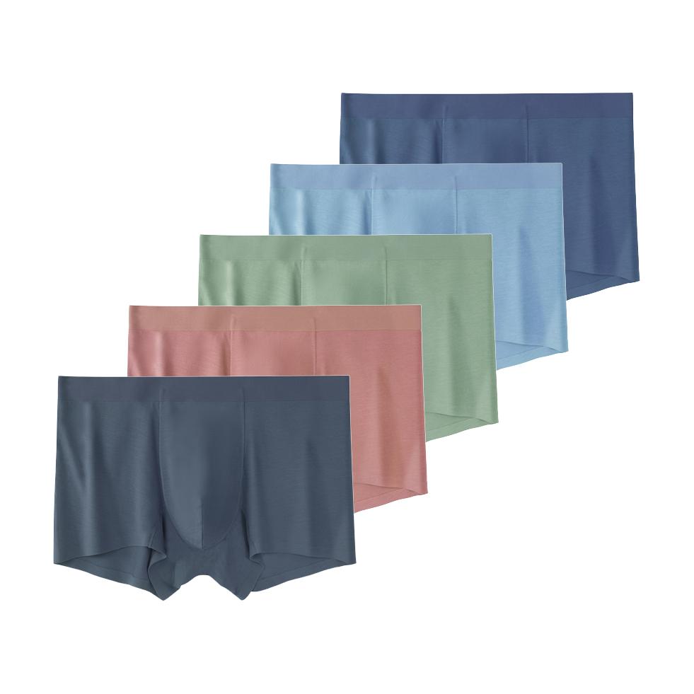 5 Pcs Mens Modal Seamless Boxer Briefs Elastic Waist Breathable Soft Underwear Comfort Daily Male Underpants L XL XXL 3XL 4XL