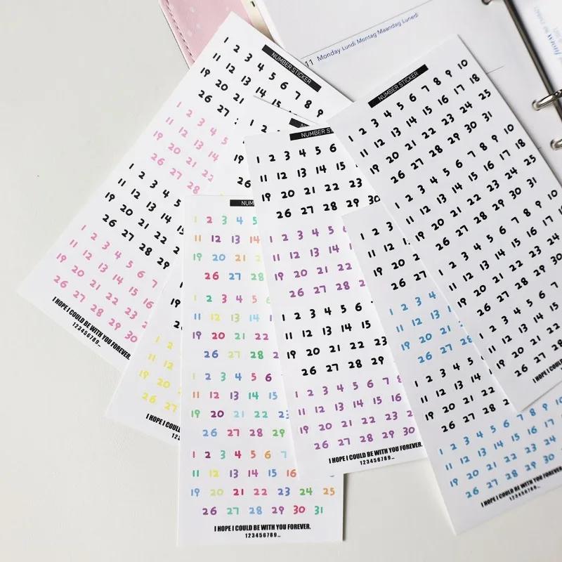 1 buc. Font drăguț pentru copii de desene animate Nr. 1 ~ 31 Autocolante de numere Calendar Planner Scrapbooking Jurnal Zi lunară Zilnic Oră Etichetă Decorare