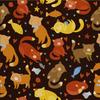 Outdoor Dekostoffe Oxford - Motiv Katzen In Herbstfarben