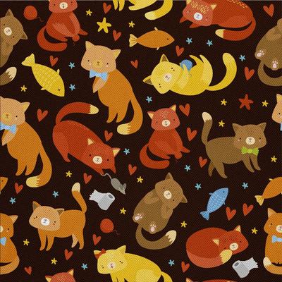 Outdoor Dekostoffe Oxford - Motiv Katzen In Herbstfarben