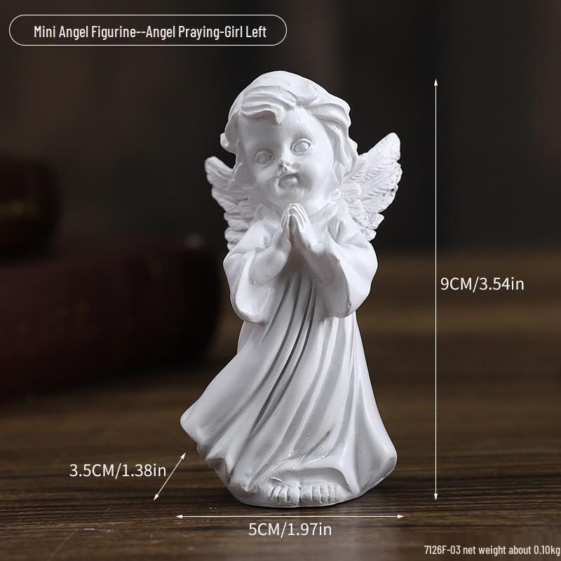 Americká Retro Evropská Pryskyřičná Figurka Anděla: Bílá stolní dekorace pro malé dívky