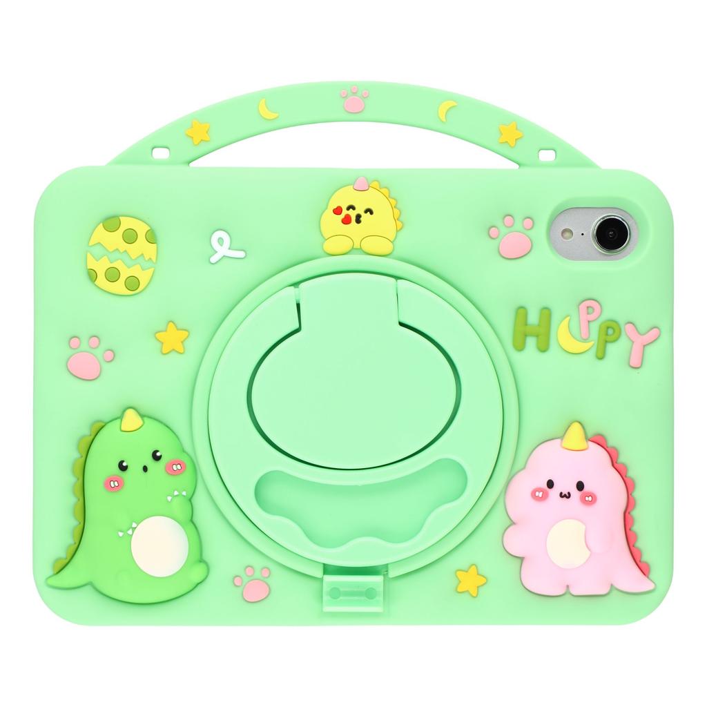 For iPad mini (2024)/(2021) Silicone Case Rotating Kickstand Hand Grip Cute Tablet Cover
