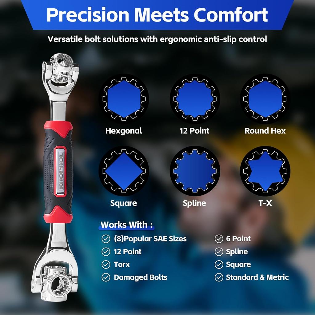 Universal Wrench 52 in 1 Socket Wrench Tool with Multifunction 360 Degree Rotating Head, Tool Kit for Home and Car Repair