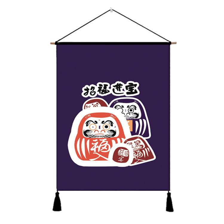 Japanese Lucky Cat Fabric Hanging Flag, Izakaya Hotel Home Wall Decor Banner