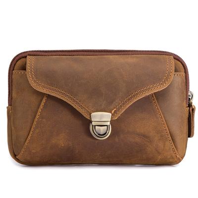 Neue Outdoor-Sport Leder Handy Tasche Herren Oberleder Rindsleder Gürtel Hüfttasche Crossbody Stand Münzbörse