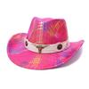 New new hat women's peach heart top hat western cowboy hat colorful striped sunscreen top hat