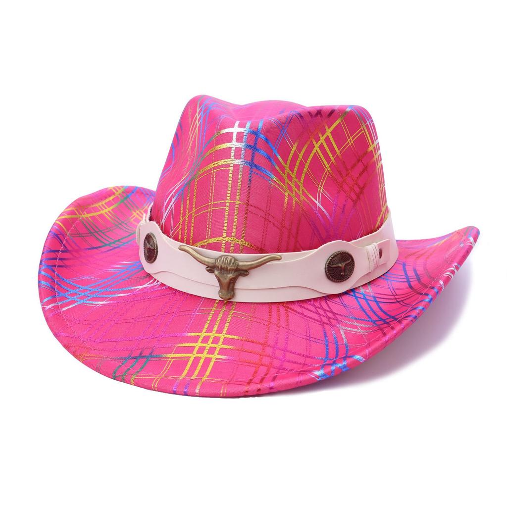 New new hat women's peach heart top hat western cowboy hat colorful striped sunscreen top hat