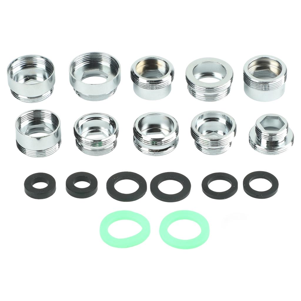 10 Piece Stainless Steel Faucet Adapter Set for Kitchen and Garden Use Compatible with Multiple Thread Sizes Material