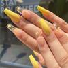 24Pcs French Long Ballet Yellow Butterfly Press On Nails Full Cover Acrylic Fake Nail Art Tips