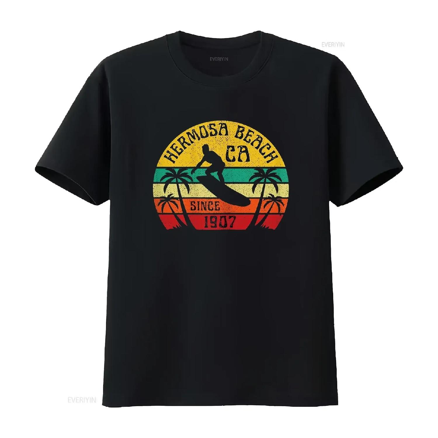 Hermosa Beach California Surfing Surfer Ocean Vintage T Shirt vintage Washed Casual Unisex Stylish Comfortable Soft S