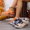 Roman Sandals For Women Large Size Summer Pu Open Toe Slip On Comfortable Footwear