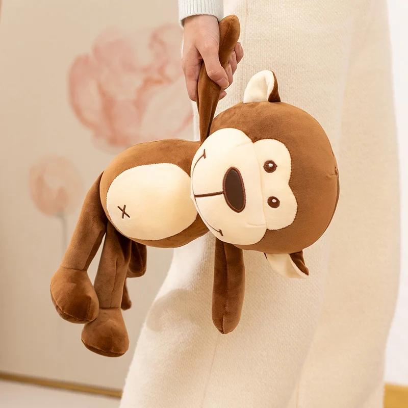 New 1pc 45cm  Monkey Plush Doll Brown Smiling Monkey Soft Stuffed Animal Cute Huggable Plushies Birthday Gifts For Girl