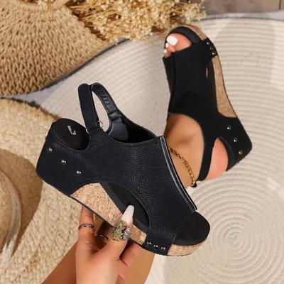 Fashion Retro Shoes for Women Summer New Peep Toe Platform Hook Loop Wedge High Heels Sandals Zapatos De Mujer