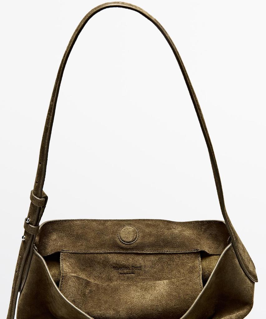 Massimo Dutti Washed Split Suede Bucket Bag