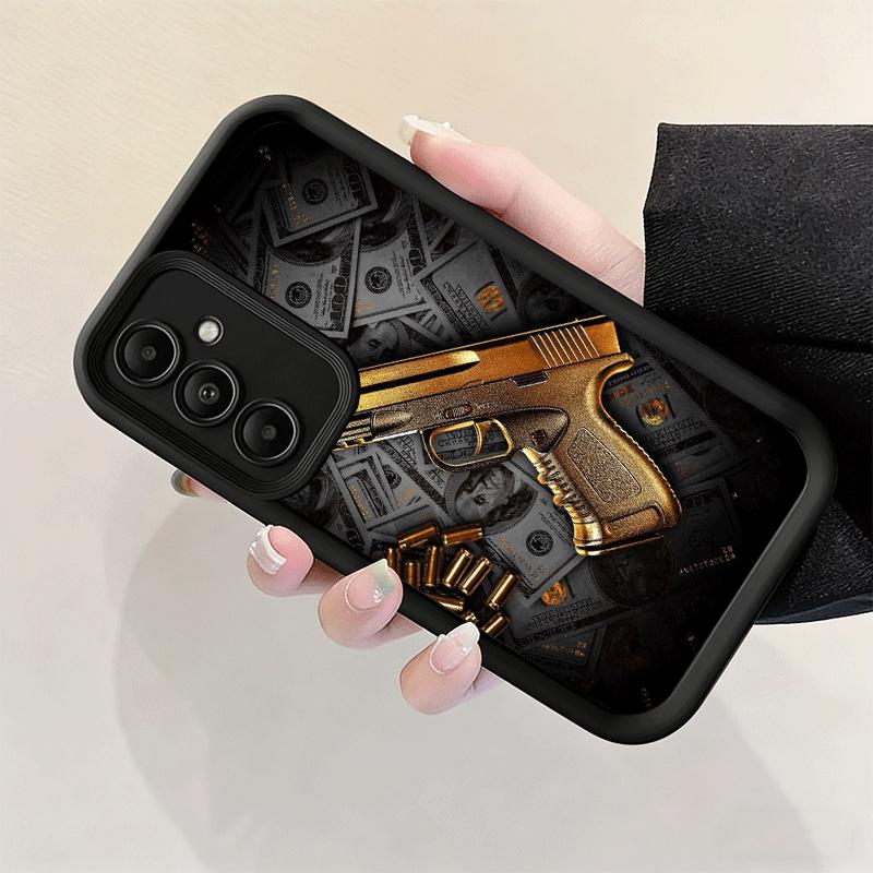 Phone Case for Samsung Galaxy S26 S25 Ultra S24 FE Gold Gun Bullets AK47 Handgun Shell S23 Plus S22 + S21 S20 5G Soft Silicone F