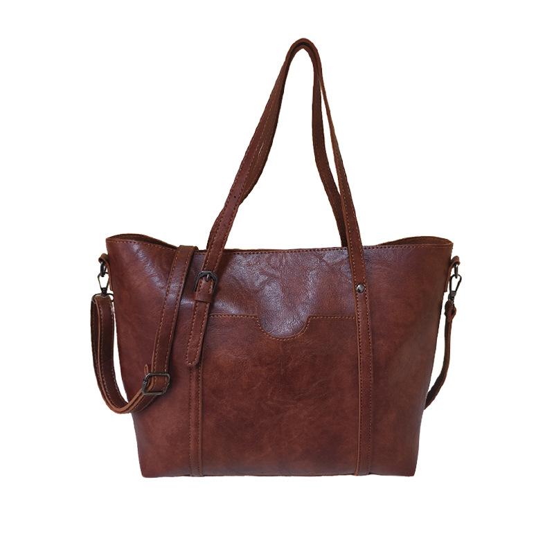 Retro bag women's large-capacity new spring versatile simple shoulder bag commuter tote bag