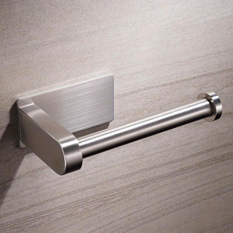 1Pc Stainless Steel Toilet Paper Holder - No Drilling Required Self-Adhesive Freestanding Bathroom And Kitchen Roll Holder With Brushed Finish