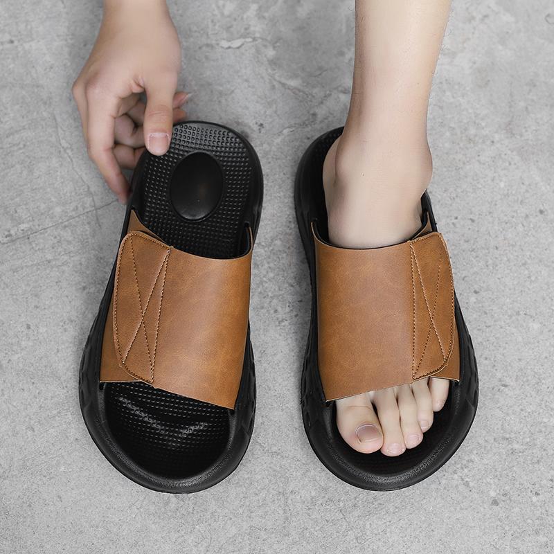  Men's Shoes Summer Sports Slippers For Men EVA Soft-Soled Indoor Sandals Men's High-quality Leather Comfortable Slippers