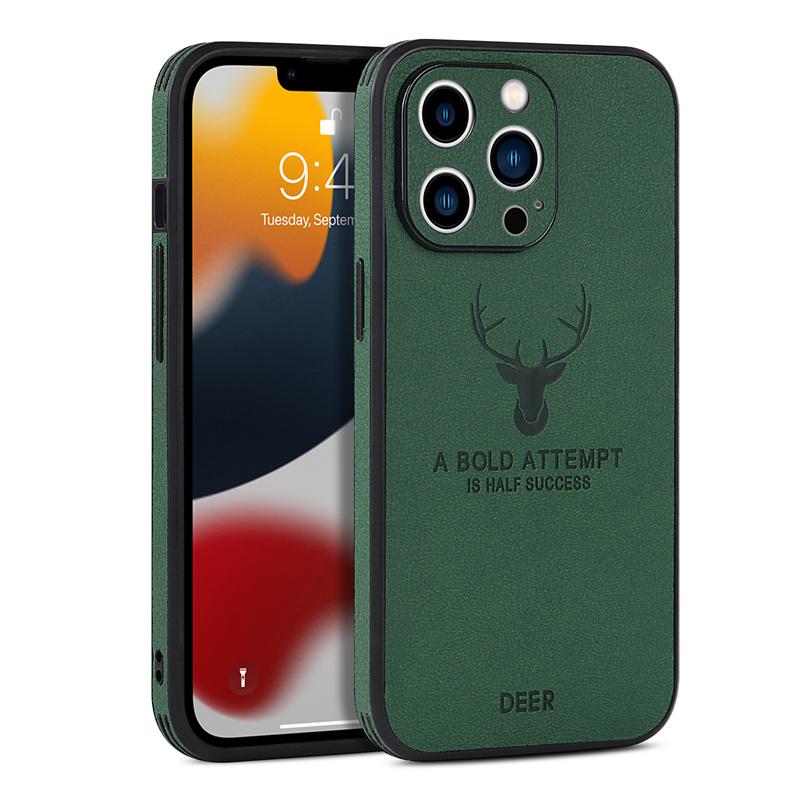 Luxury Business Leather Bumper Case For iPhone 15 14 13 12 11 Pro Max Mini XR XS X 8 7 Plus SE Shockproof Soft Deer Cover Funda