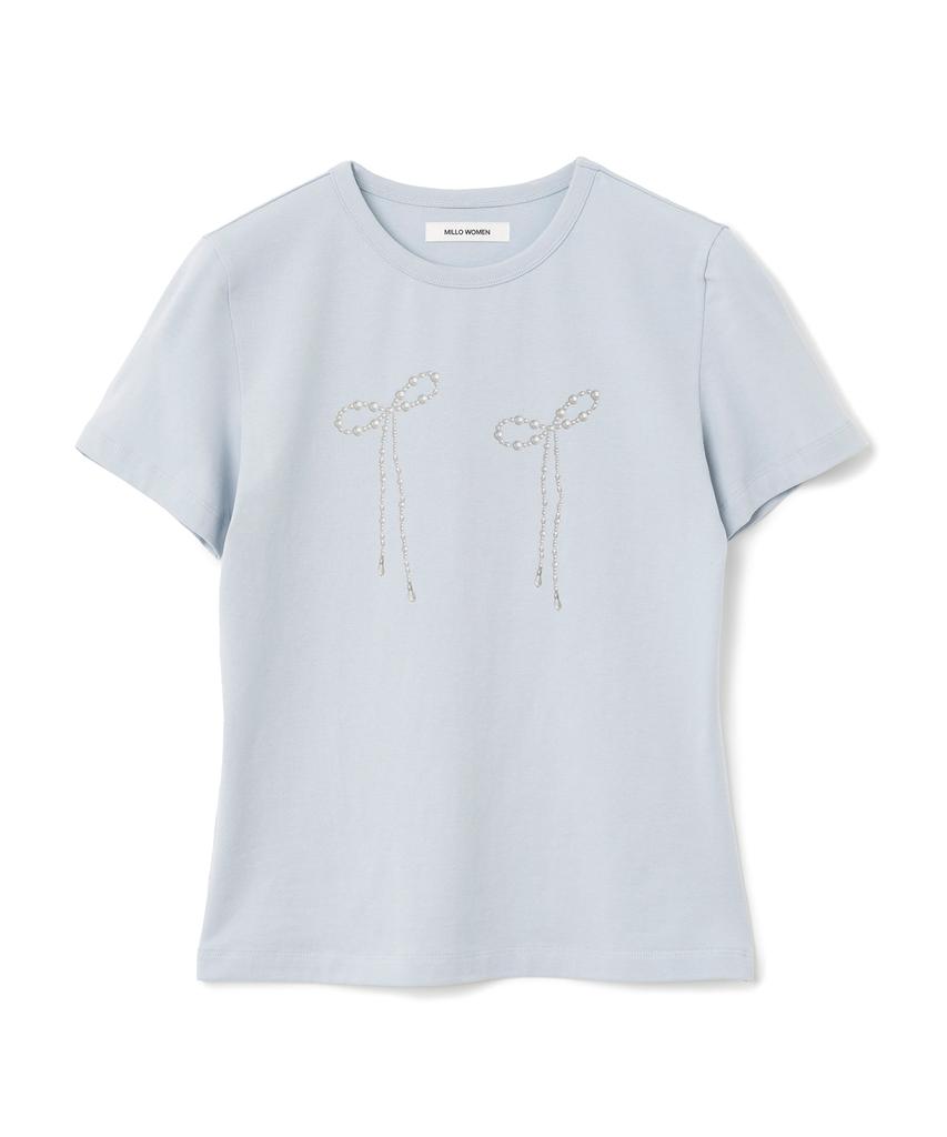 MILLO WOMEN Pearl Ribbon T-Shirt [Powder Blue]