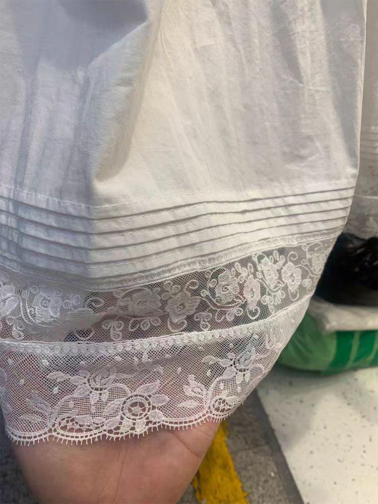 Spring White Lace A-Line Midi Skirt - Trendy Patchwork, Slimming High Waist, Loose Fit