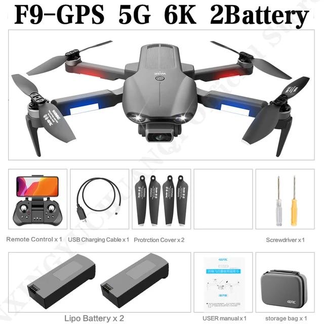 F9 GPS Drone 4K Professionell Dual Camera Hopfällbar RC Quadcopter Dron 6K 5G WIFI Borstlös motor Fjärrkontroll Helikopterleksak