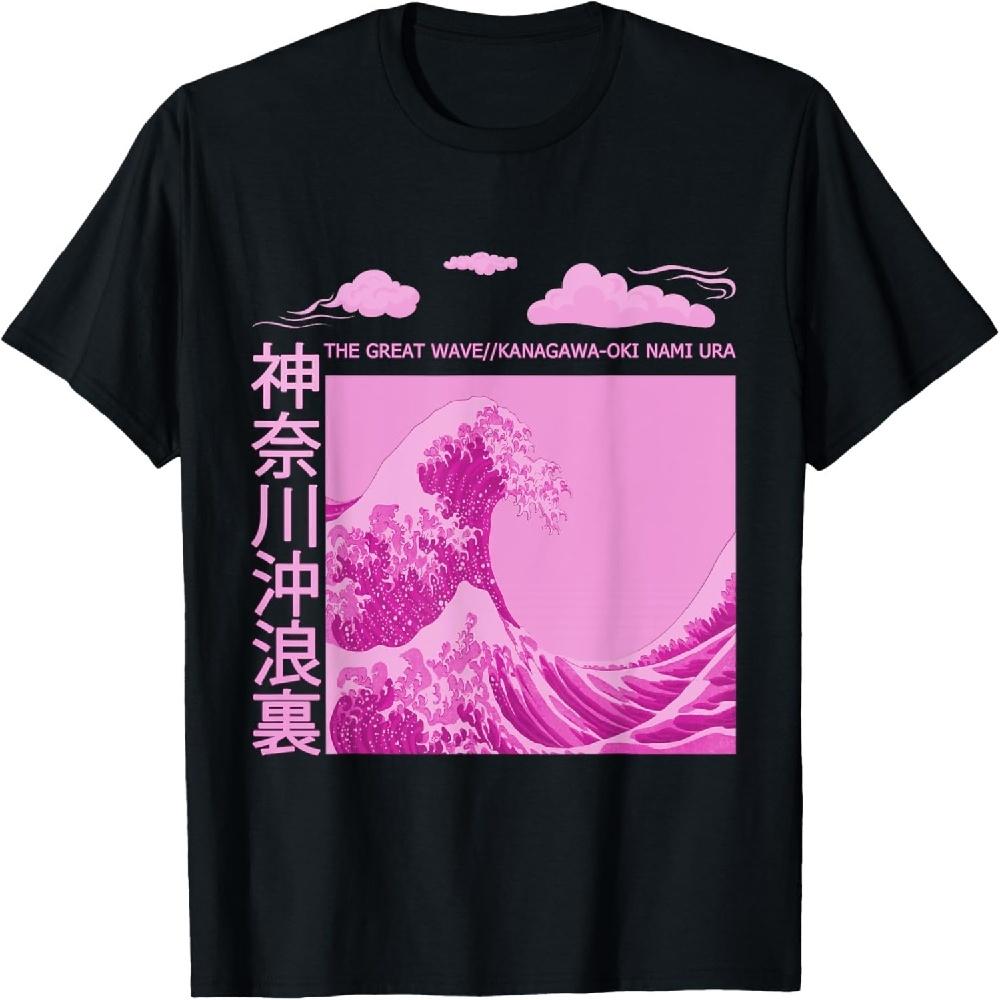 

Big Wavy Pink Color Graphic T-Shirt XXXXXL чёрный