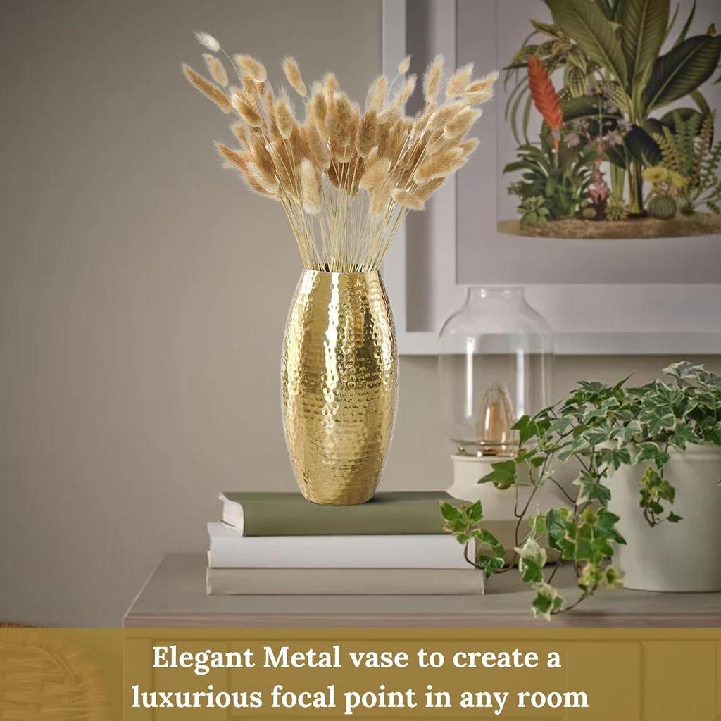 Best Gift for Birthday Anniversary Valentine's Day |Golden Full Hammered Oblong Shape 1 Large Pcs (Flower Not Included)