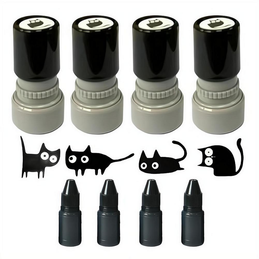 Cute Cartoon Stamps Lovely Small Black Cat Stamp DIY Scrapbooking Decoration Diary Collage Stationery