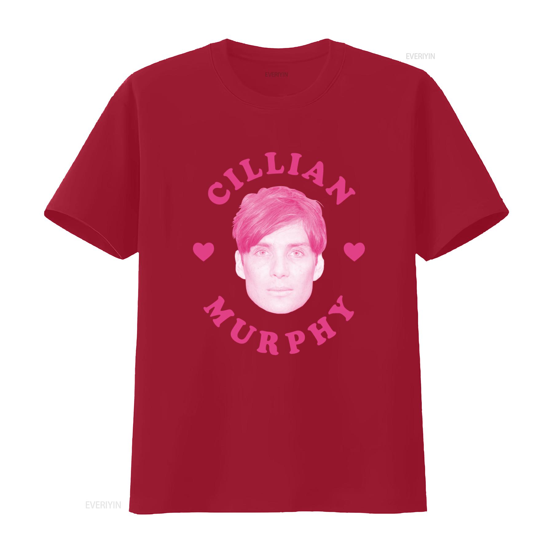 Cillian Murphy Heart Print T Shirt for Fashion  vintage Washed Slightly fashion Stretched streetwear Versatile Comfortable S
